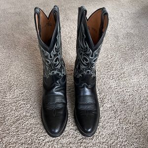 Men's Tony Lama Black Cowboy Boots Size 9 1/2 D
